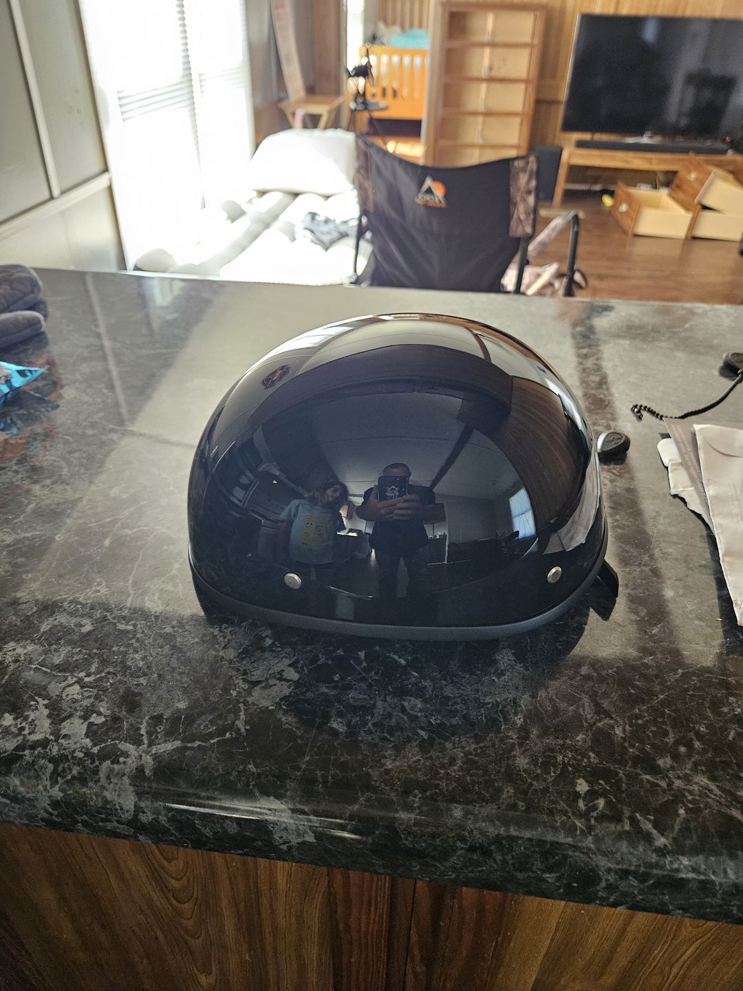 Customer photo review of Smallest Lightest SOA DOT Beanie Helmet / Gloss Black