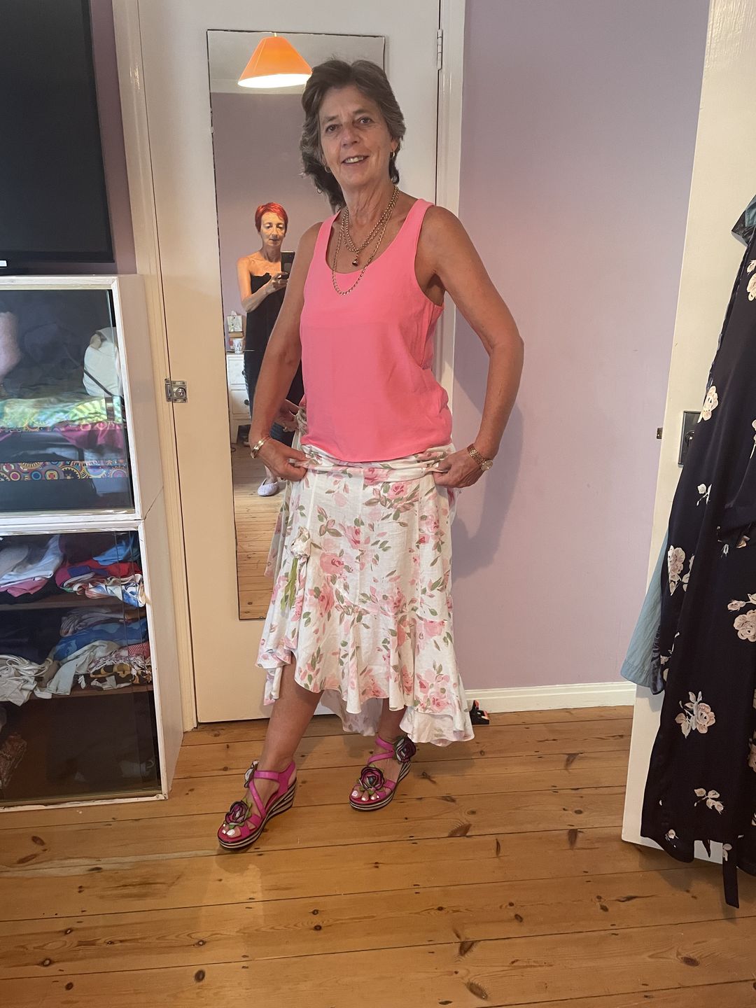Customer photo review of Printed Leather Handmade Romantic Rose Sandals