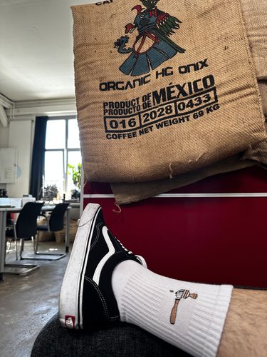 Customer photo review of Siebträger & Tamper | Bestickte Bio Baumwoll Socken