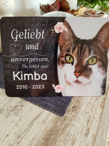 Customer photo review of Katzen Gedenktafel mit Foto & Spruch