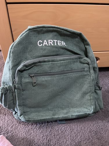 Customer photo review of Corduroy Backpack - Dark Sage
