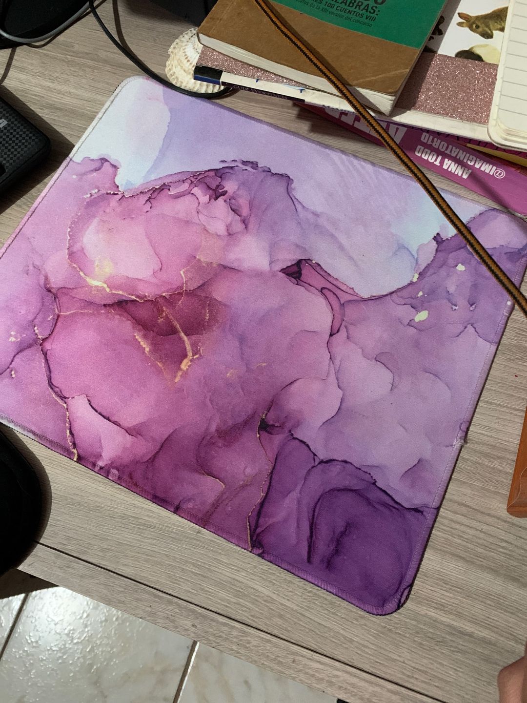 Customer photo review of Colourful Marble Keyboard and Mouse Mats - Larger