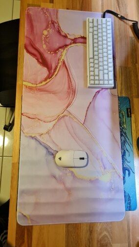 Customer photo review of Colourful Marble Keyboard and Mouse Mats - Larger