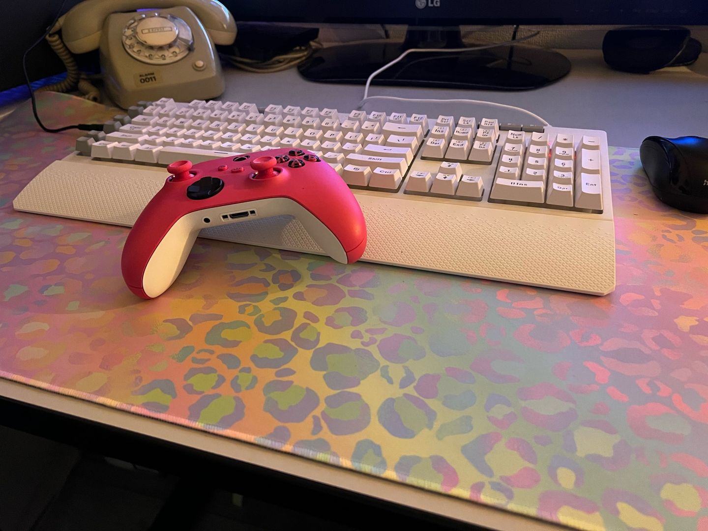 Customer photo review of Colourful Marble Keyboard and Mouse Mats - Larger