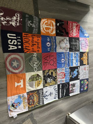T-shirt quilt with sports, military themes by Ashley from SC