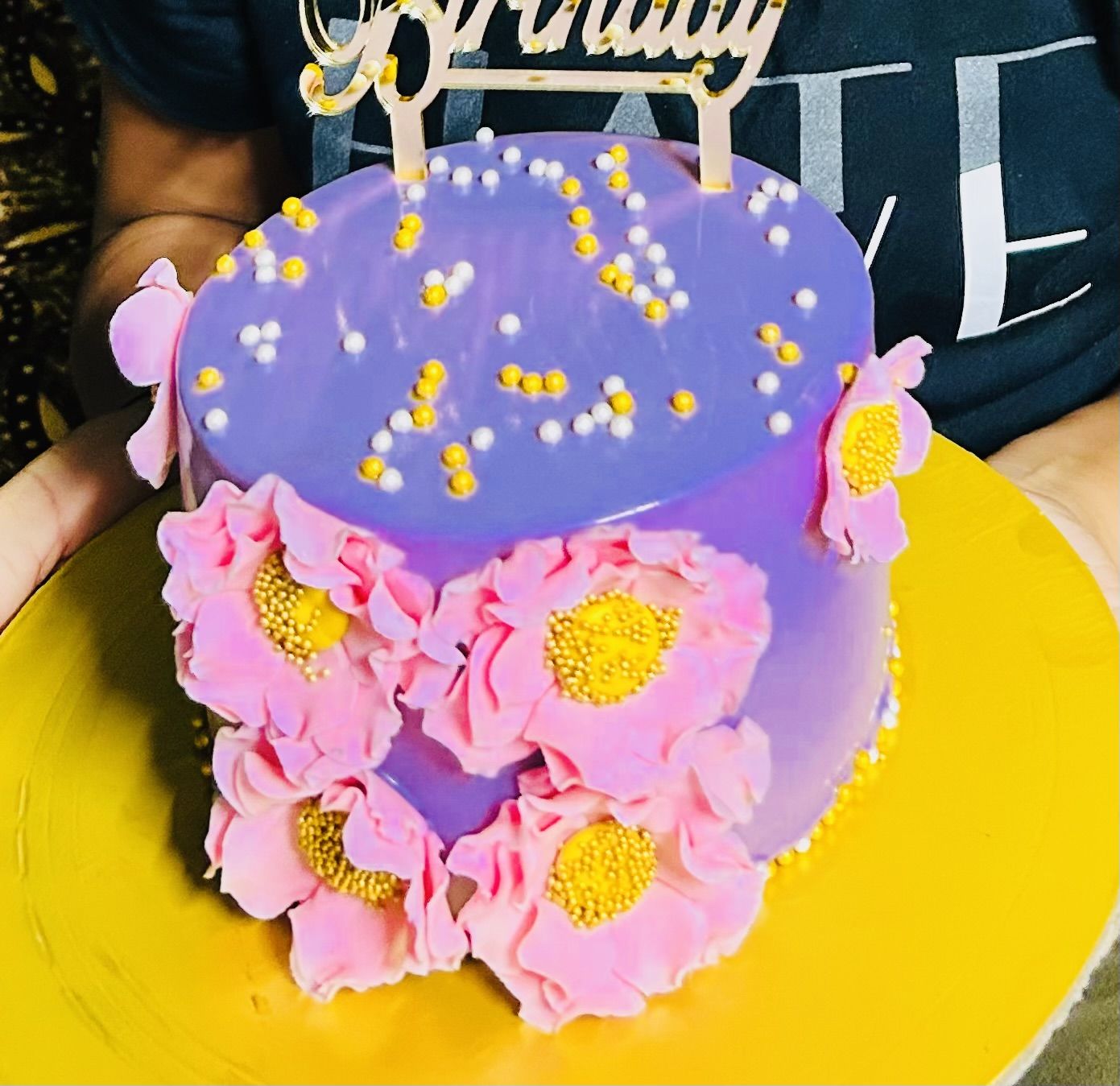 Customer photo review of Floral Purple Cake