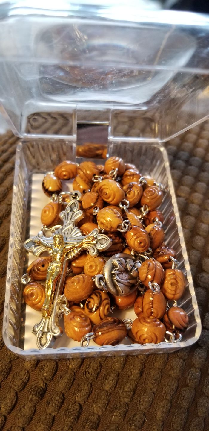Customer photo review of Olive Wood Beads Rosary with Holy Soil - Holy Land Rosaries