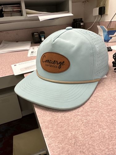 Customer photo review of Custom Leather Patch Perforated Rope Hat