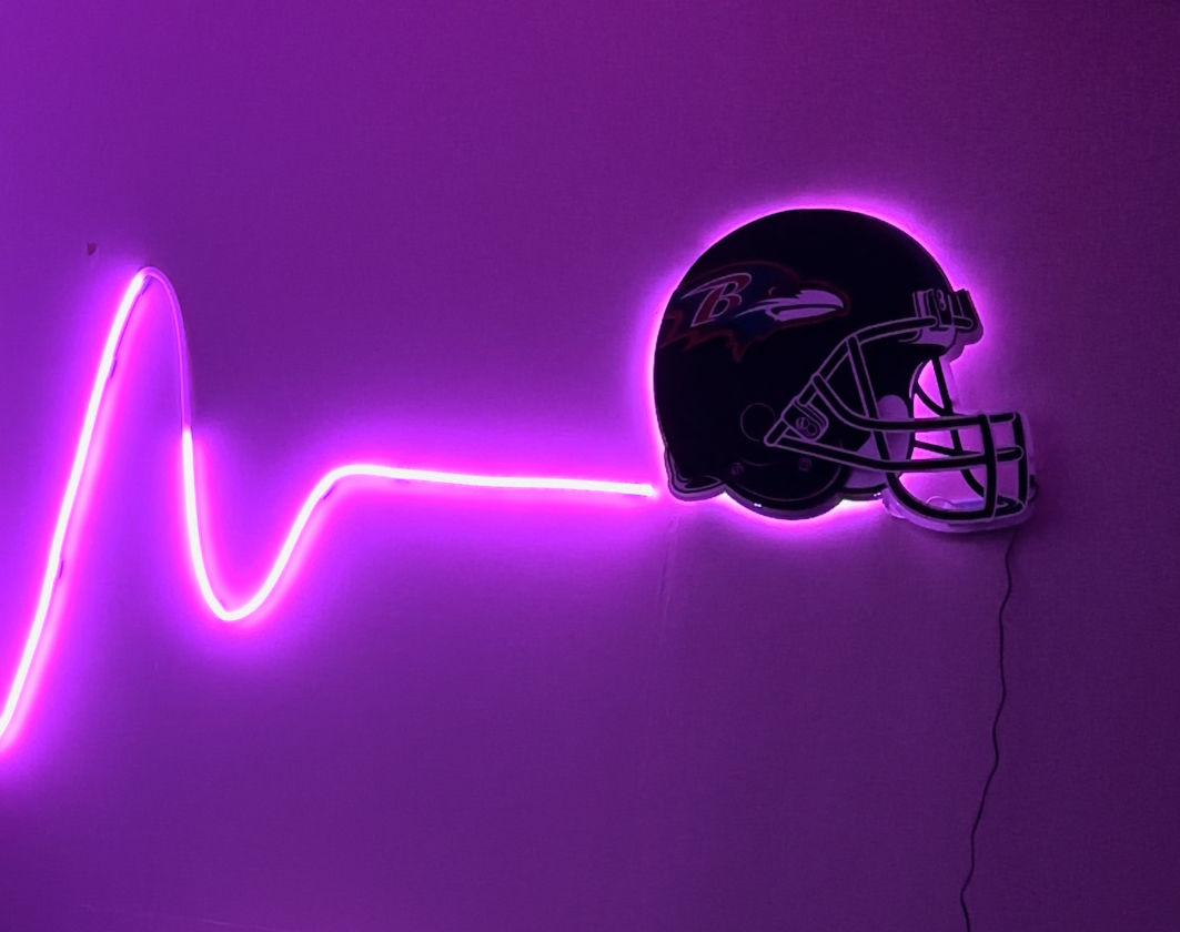 Customer photo review of BLITZ Collection - 8 Layer Baltimore Ravens Helmet 3D Vintage Metal Wall Art