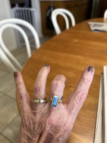 Customer photo review of Labradorite Solid 925 Sterling Silver Bold Ring With Brass Accents
