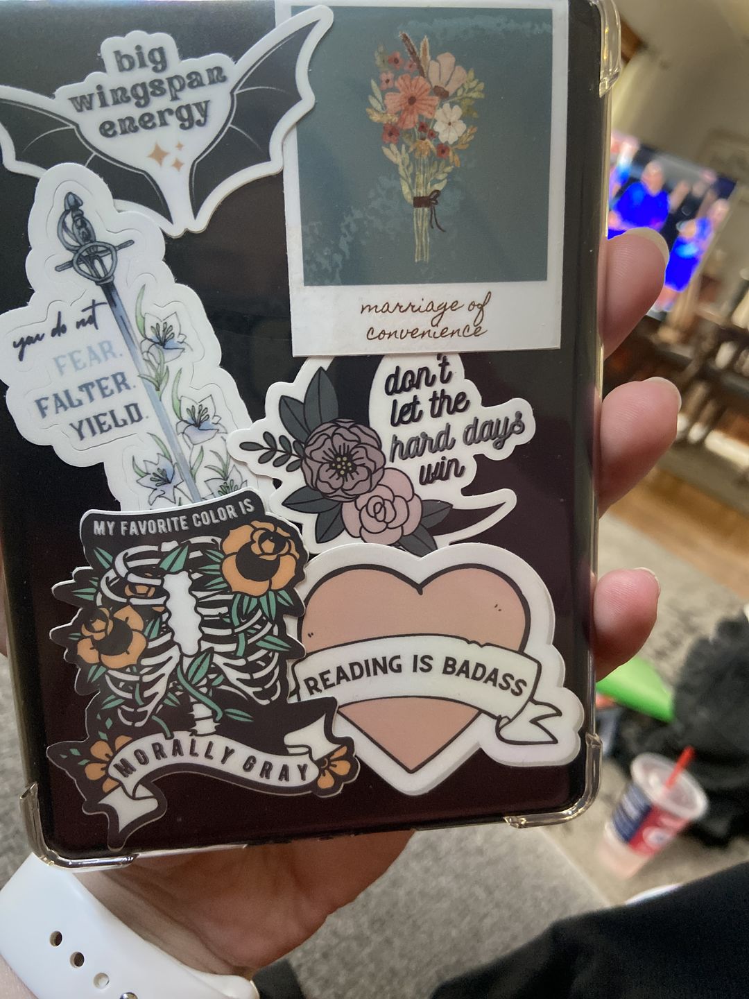 Customer photo review of reading is badass sticker