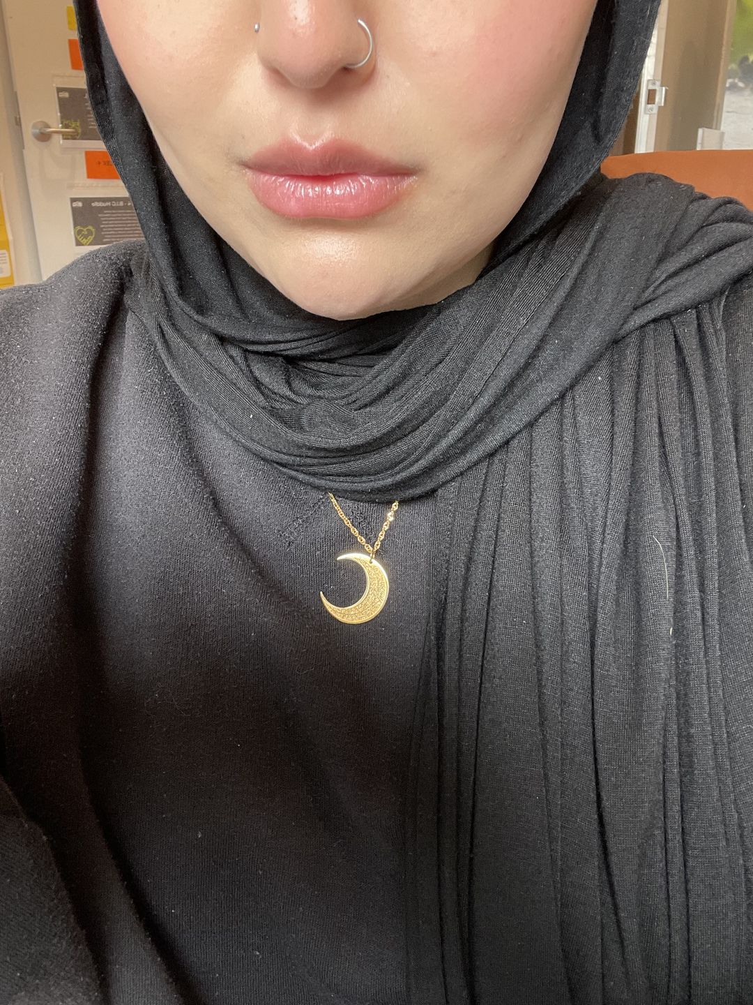 Customer photo review of 4 Qul Crescent Moon Necklace