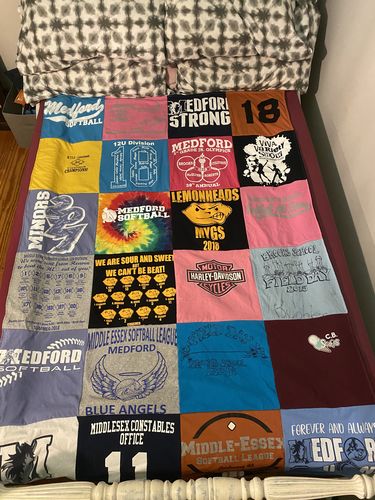 T-shirt quilt featuring medford softball, ledford football by Camille from MA