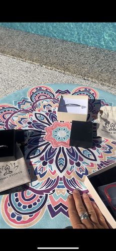 Customer photo review of Buddha Stones Lotus Mandala Pattern Foldable Yoga Meditation Seat Mat Home Decoration