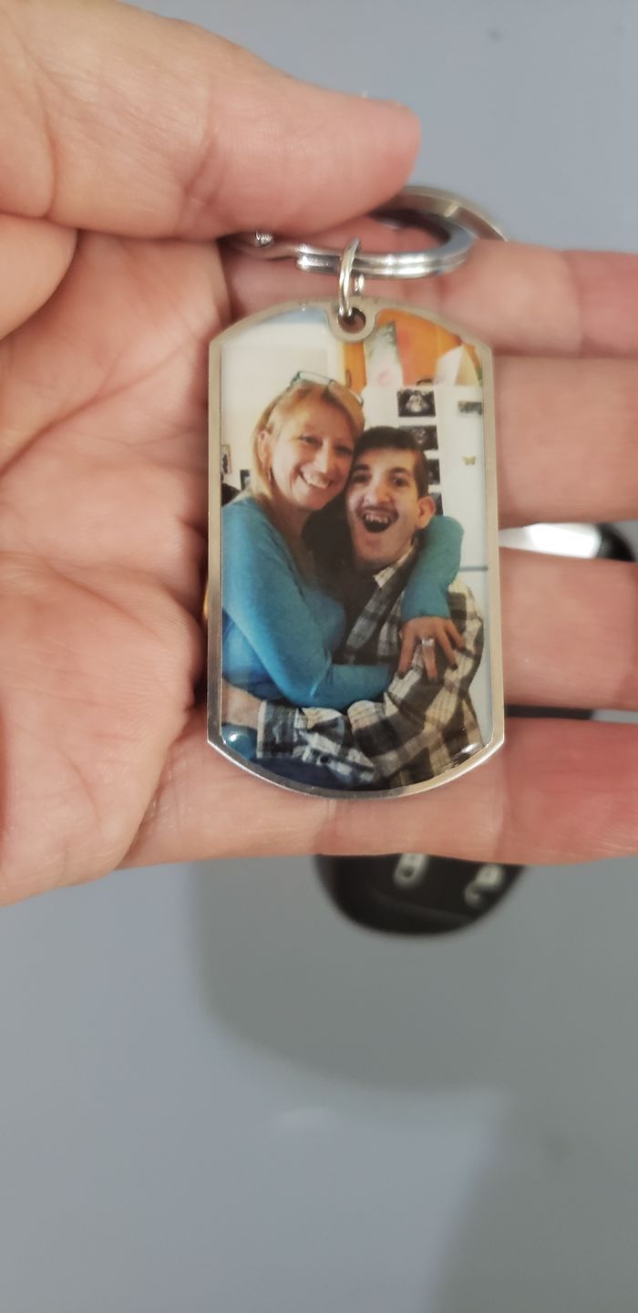Customer photo review of I Will Carry You With Me Until, Personalized Keychain, Memorial Gifts, Custom Photo