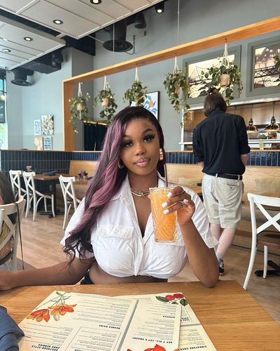 Customer photo review of Black Hair With Pink Highlights Straight/Wave Human Hair Lace Front Wigs