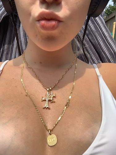 Customer photo review of Double Cross Necklace