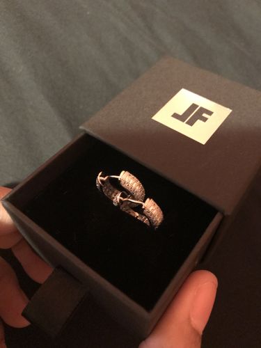 Customer photo review of Rhodium 12mm Micropave Prong Set CZ Hoop Earrings