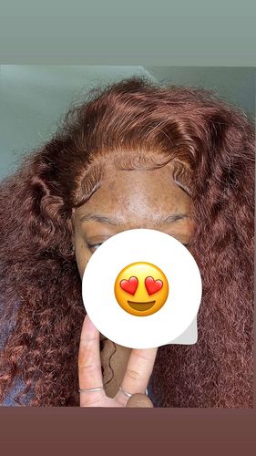Customer photo review of Reddish Brown Color Water Wave Auburn Hair 13x4 Transparent Lace Front Wig