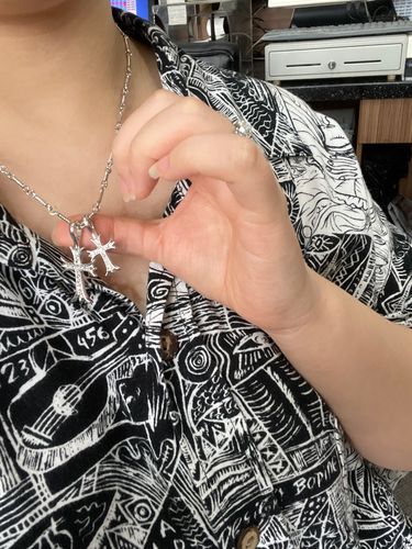 Customer photo review of Double Cross Necklace