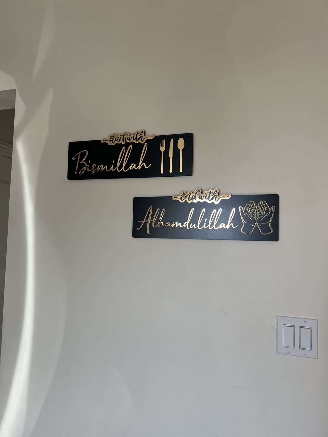Customer photo review of Start with Bismillah - End with Alhamdulillah, Wooden Acrylic Islamic Wall Art
