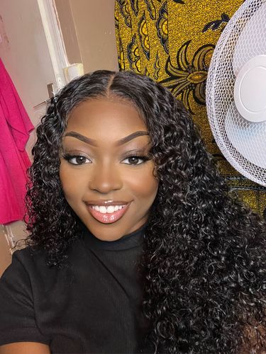 Customer photo review of Deep Curly Wear & Go Glueless Wigs With Natural Hairline 3D Dome Cap Lace Closure Wigs