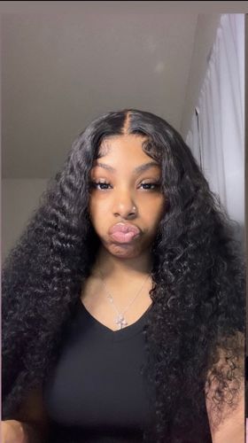 Customer photo review of Curly Wear & Go Glueless Wigs With Natural Hairline Dome Cap Lace Closure Wigs