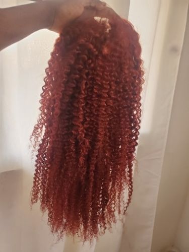 Customer photo review of Reddish Brown Color Water Wave Auburn Hair 13x4 Transparent Lace Front Wig