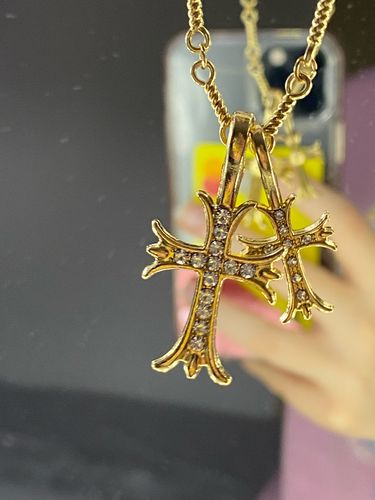 Customer photo review of Double Cross Necklace