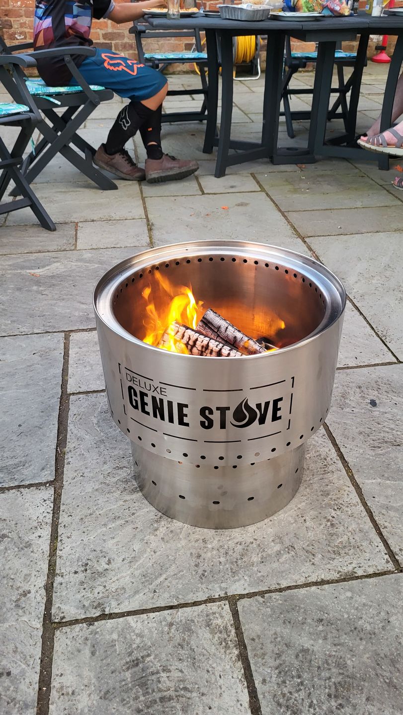 Customer photo review of Genie Stove Deluxe V 2 with FREE Patio / Lawn / Wood Protector Stand  PLUS FREE Bag PLUS FREE USB Windproof Lighter. (UNBEATABLE OFFER)