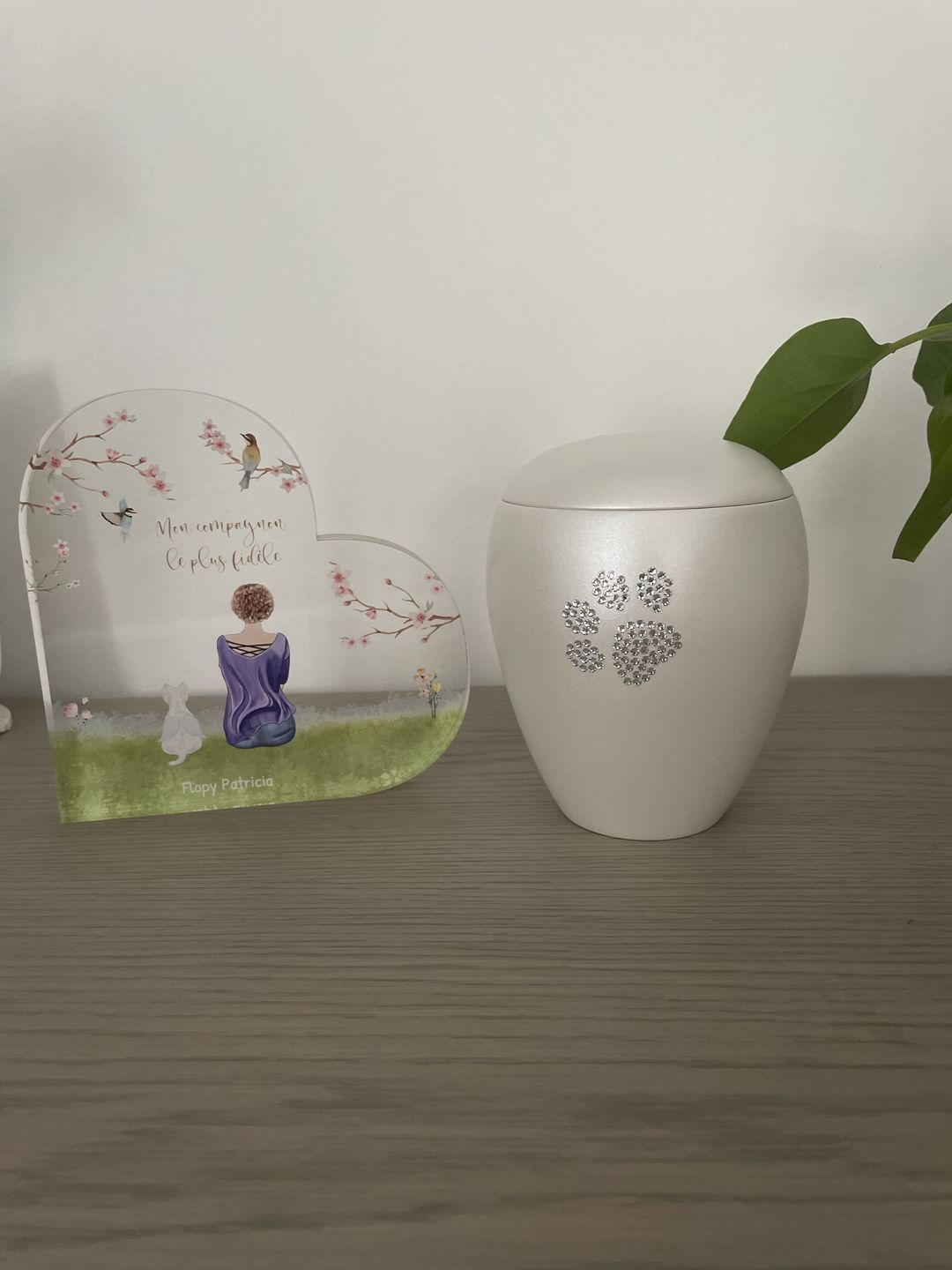 Customer photo review of Toujours à mes côtés - Cœur en verre personnalisé