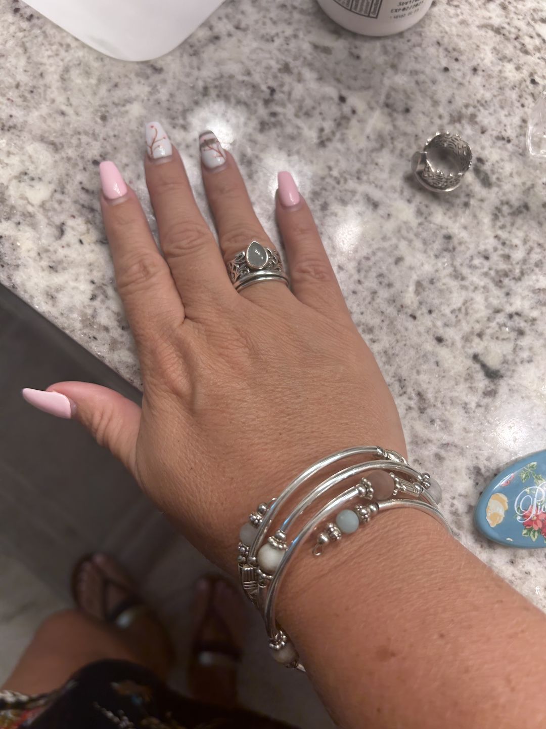 Customer photo review of Teardrop Aquamarine Fidget Ring Sterling Silver