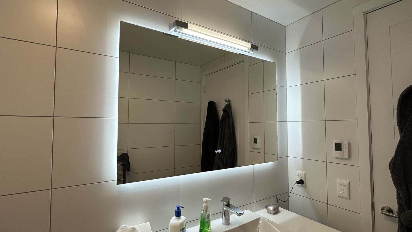 Customer photo review of Backlit LED Mirror with a Demister, Three Brightness Levels, And A Convenient Dimmer