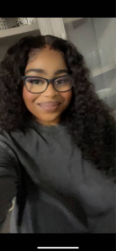 Customer photo review of Natural Black Kinky Wave Lace Frontal Wig