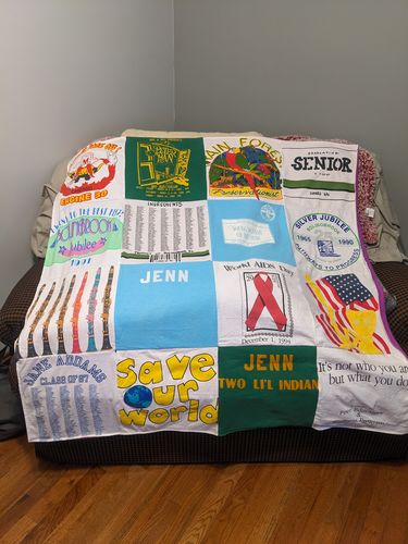 T-shirt quilt from unknown high school by Kristine from IL