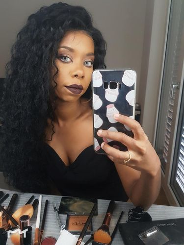 Customer photo review of Curly Wear & Go Glueless Wigs With Natural Hairline Dome Cap Lace Closure Wigs