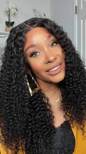 Customer photo review of Curly Wear & Go Glueless Wigs With Natural Hairline Dome Cap Lace Closure Wigs