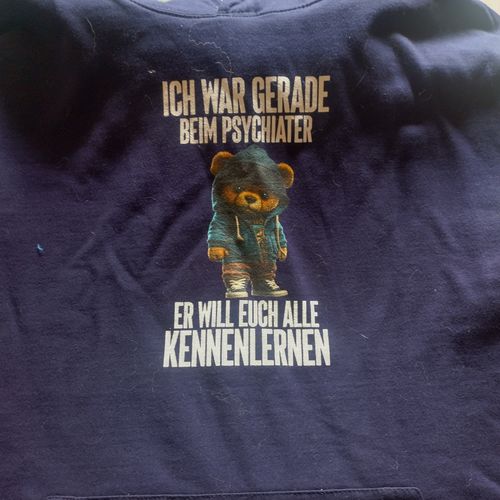 Customer photo review of PSYCHIATER TEDDY Vorderdruck Hoodie