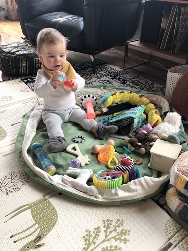 Customer photo review of Large Toy Storage Bag - Sage Green (Organic Canvas)