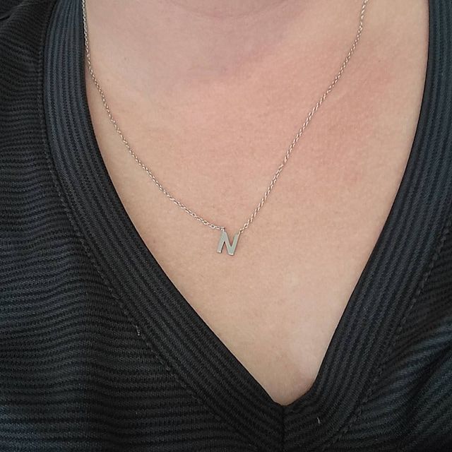 Customer photo review of Minimalist Single Letter Necklace
