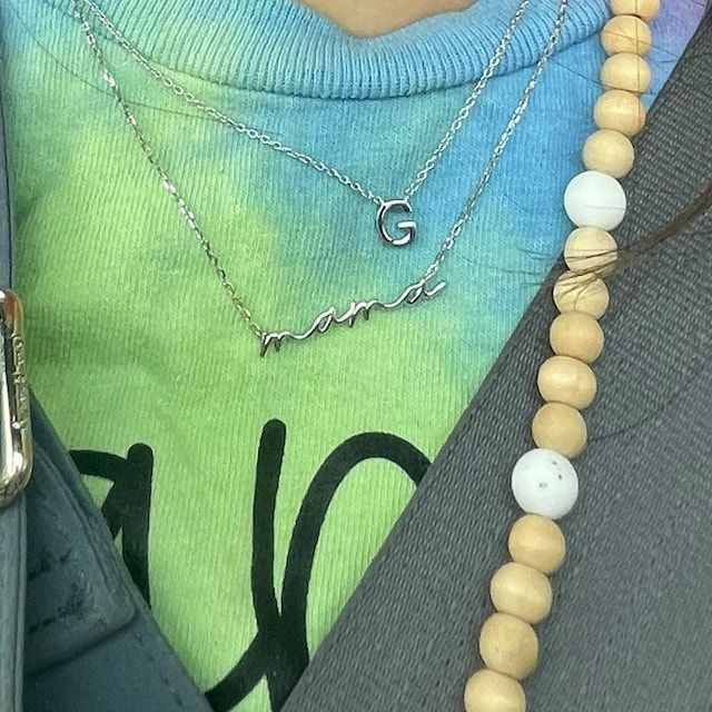 Customer photo review of Minimalist Single Letter Necklace
