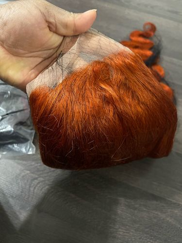 Customer photo review of Ginger Orange Wave Transparent Lace Frontal Lace Wig