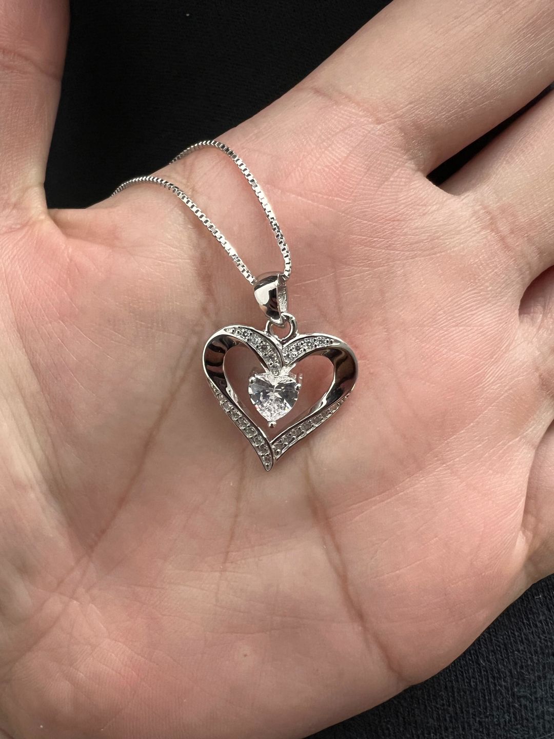 Customer photo review of To my soulmate - Silver Love Heart Necklace