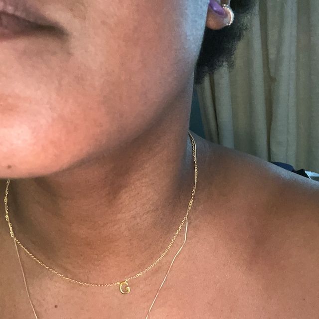 Customer photo review of Minimalist Single Letter Necklace