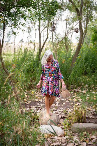 Customer photo review of Johnny Was Workshop Calanthe Silk Floral Tiered Flounce Dress Boho Chic W36623-3 NEW