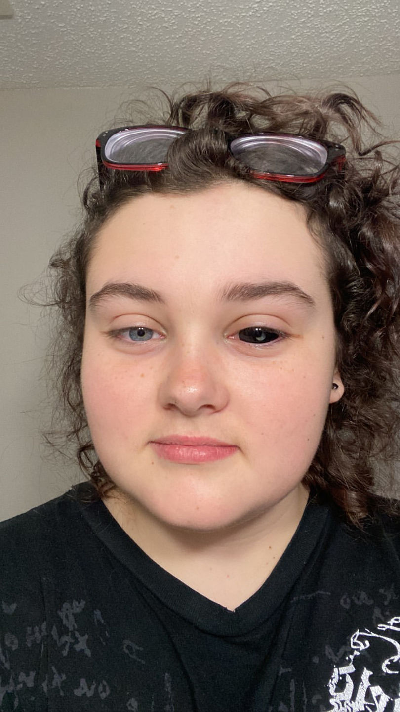 Customer photo review of Full Black Sclera Contacts