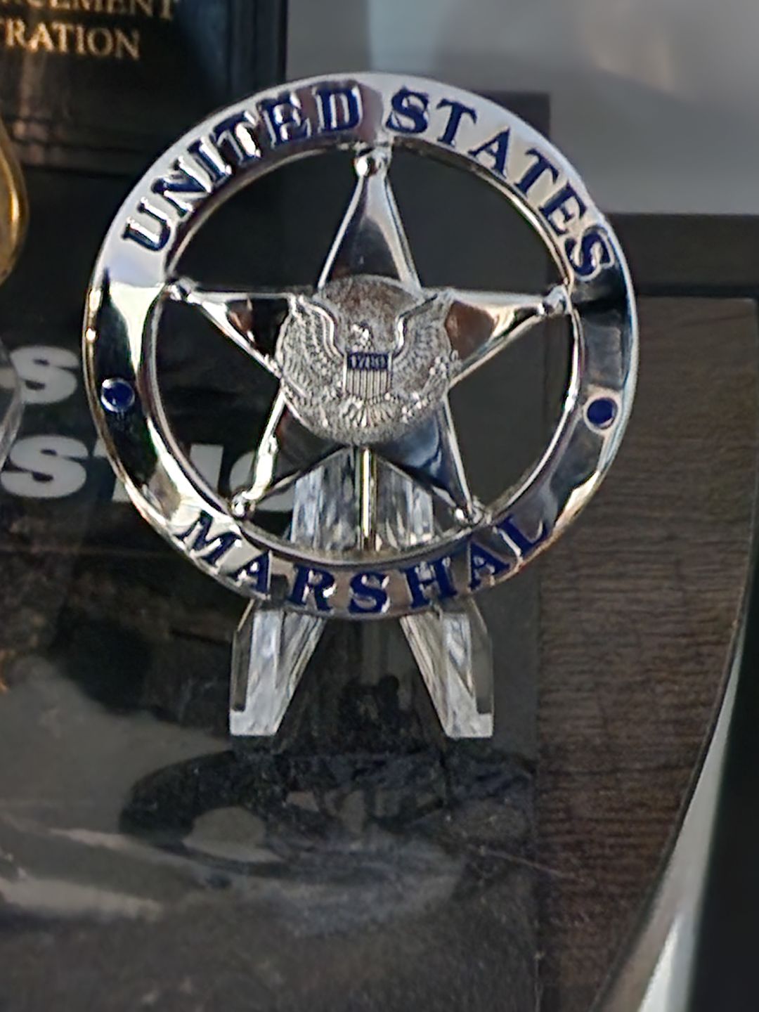 Customer photo review of US Federal Court Law Enforcement MARSHAL Badge Solid Copper Replica Movie Props