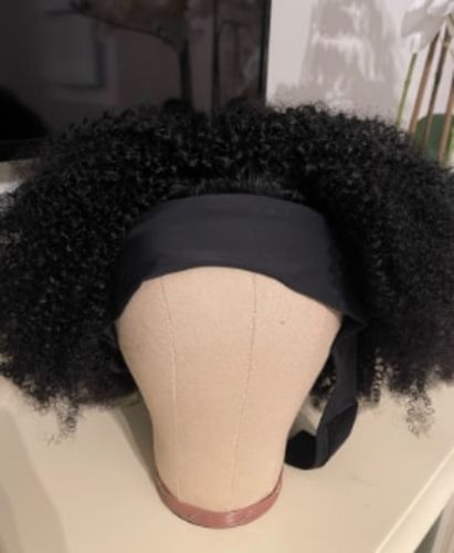 Customer photo review of Kinky Curly Virgin Human Hair Clip in 3/4 Half Wig