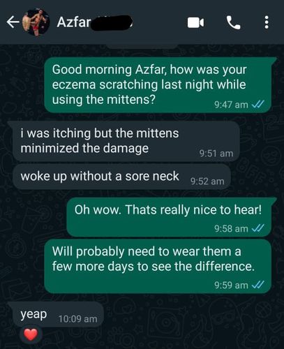 Customer photo review of Eczema Scratch Mitten