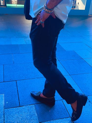 Customer photo review of Belgian Loafer - Black Snake Skin Double Monk Strap with Studded